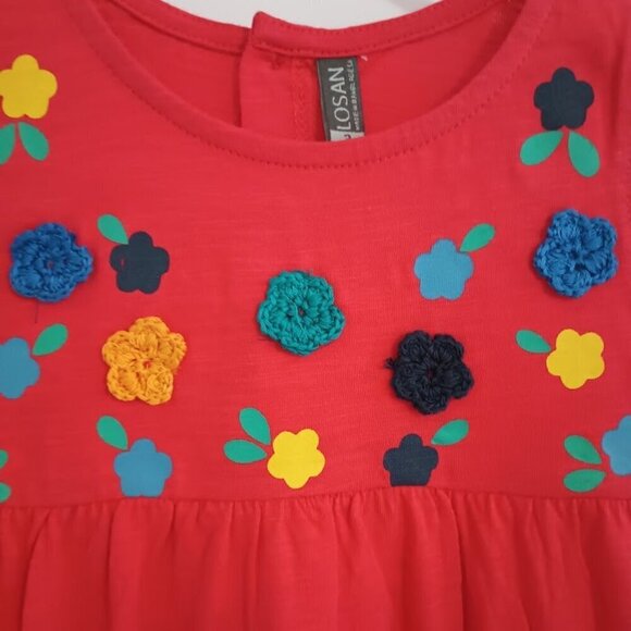 NWT Losan red dress with front flower applique - Picture 2 of 3